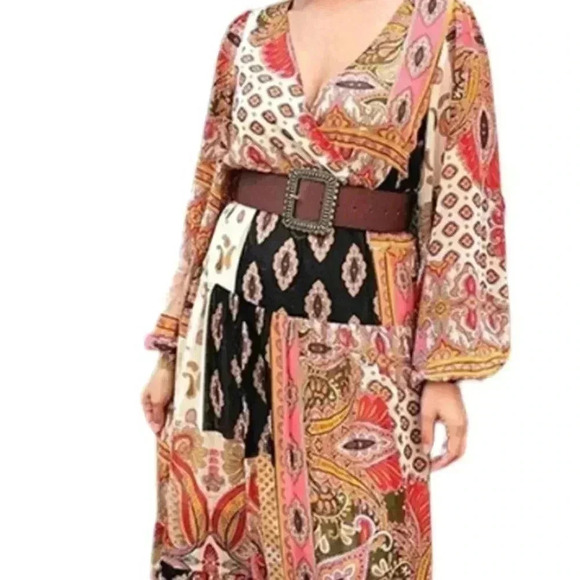 Western Boho Brown Vegan Leather Wide Oversized Belt - Picture 2 of 6